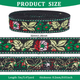 Ethnic Style Embroidery Polyester Ribbons, Jacquard Ribbon, Garment Accessories, Flower & Leaf Pattern, Black, 1-1/4 inch(32mm), about 5.47 Yards(5m)/Bundle