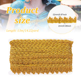 Sparkle Polyester Lace Ribbon, for Clothing Accessories, Gold, 7/8 inch(22mm), about 14.22 Yards(13m)/Card