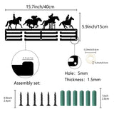 Fashion Iron Medal Hanger Holder Display Wall Rack, with Screws, Equestrian Pattern, 150x400mm, Hole: 5mm