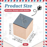 Wooden Stamps with Rubber, for DIY Craft Card Scrapbooking Supplies, Bees, 25~25.5x25~25.5x32mm