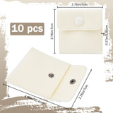 Square Velvet Jewelry Bags, with Snap Fastener, PapayaWhip, 7x7x0.95cm