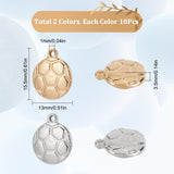 20Pcs 2 Colors 304 Stainless Steel Charms, FootBall/Soccer Ball, Golden & Stainless Steel Color, 15.5x13x3.5mm, Hole: 1mm, 10pcs/color