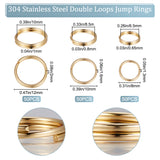 150Pcs 3 Styles 304 Stainless Steel Split Rings, Double Loops Jump Rings, Golden, 8~12x1.3~2mm, Inner Diameter: 6.5~10mm, 50pcs/style