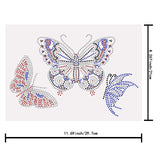 Butterfly Glass Hotfix Rhinestone, Iron on Appliques, Costume Accessories, for Clothes, Bags, Pants, Crystal & Jet & Sapphire & Siam, 297x210mm