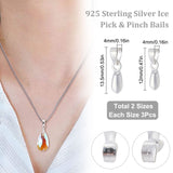 6Pcs 2 Style 925 Sterling Silver Pendants Bails, Ice Pick Pinch Bails, with 925 Stamp, Silver, 12~13.5mm, Hole: 4x3mm, Pin: 0.5~0.7mm, 3pcs/style