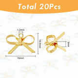 20Pcs Brass Charms, Bowknot, Real 18K Gold Plated, 10.5x16x3mm, Hole: 1.2mm