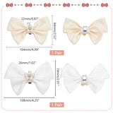 2 Pairs 2 Colors Polyester Bowknot Bridal Shoe Decoration, with ABS Plastic Imitation Pearl & Glass Rhinestone, Alloy Shoe Buckle Clips, Mixed Color, 64~74x104~108x22~26mm, 1 pair/style