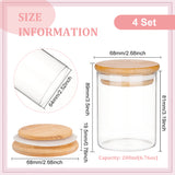 Glass Storage Jar with Suction Bamboo Lid, Clear, 68x89mm, Capacity: 200ml(6.76fl. oz)