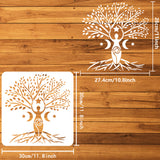 PET Hollow Out Drawing Painting Stencils, for DIY Scrapbook, Photo Album, Tree, 30x30cm