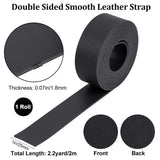 2M Flat Double Face Lychee Pattern Imitation Leather Band, Black, 25x1.8mm, about 2.19 Yards(2m)/Roll