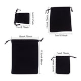 Rectangle Velvet Pouches, Drawable Pouches, Gift Bags, Black, 7x5cm