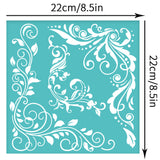 Self-Adhesive Silk Screen Printing Stencil, for Painting on Wood, DIY Decoration T-Shirt Fabric, Turquoise, Flower, 220x220mm
