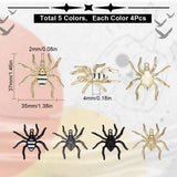 20Pcs 5 Styles Alloy Enamel Pendants, Spider Charm, Mixed Color, 37x35x4~4.5mm, Hole: 2mm, 4pcs/style