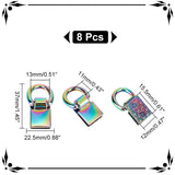 8Pcs Zinc Alloy Bag D-Ring Suspension Clasps, Bag Replacement Accessories, with Screws, Rainbow Color, 3.7cm