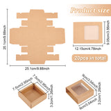 Drawer Kraft Paper Box, Folding Boxes, with Clear Window, Square, BurlyWood, 9x9x3.2cm