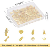 Alloy Cabochons, Epoxy Resin Supplies Filling Accessories, for Resin Jewelry Making, Mixed Shapes, Golden, 120pcs/box
