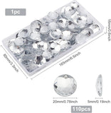 110Pcs Acrylic Faceted Cabochons, Flat Round, Clear AB, 20x5mm, 110pcs/box