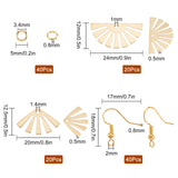 DIY Fan Dangle Earring Making Kit, Including Brass Pendants & Earring Hooks, Golden, 120pcs/box