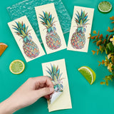 4Sheet Pineapple PVC Stickers, Waterproof Car Decal, for Cars Motorbikes Luggages Skateboard Decor, Colorful, 128.5x49x0.5mm, 4sheet