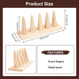 Wood Ring Display Stands, Finger Ring Organizer Holder, with 5Pcs Pointed Cone Ring Holder, Wheat, 20x6x8.4cm