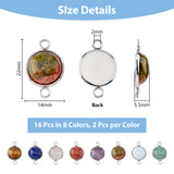 16Pcs 8 Styles Natural & Synthetic Mixed Gemstone Connector Charms, Half Round Links, with Stainless Steel Color Tone 304 Stainless Steel Findings, 14x22x5.5mm, Hole: 2mm, 2pcs/style