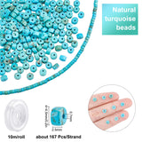 DIY Stretch Bracelets Making Kits, Including 1 Strand Disc Natural Turquoise Beads Strands and 1 Roll Strong Stretchy Beading Elastic Thread, 4~4.5x2.5mm, Hole: 0.7mm, about 167pcs/strand, 15.43 inch(39.2cm)