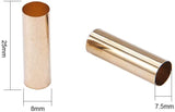 Brass Tube Beads, Light Gold, 25x8mm, Hole: 7.5mm, 50pcs/set