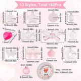 DIY Cute Beaded Stretch Bracelet Making Kit, Including Flower & Star & Bowknot & Heart & Butterfly & Candy Acrylic Beads, Elastic Thread, Pink, 20x34x5.5mm, Hole: 1.8mm, Beads: 150Pcs/bag