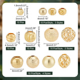 120Pcs 12 Styles Brass and Alloy Spacer Beads, Round, Real 18K Gold Plated, 3.5~8x3~7.3mm, Hole: 2~6mm, 10pcs/style