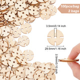200pcs Poplar Natural Wood Beads, Flat Round, Blanched Almond, 29.5x2.5mm, Hole: 3.5mm, about 200pcs