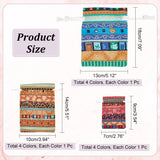 12Pcs 12 Styles Bohemian Rectangle Geometric Print Linenette Drawstring Bags, Ethnic Style Pouches, Mixed Color, 9~18x7~13cm, 1pc/style