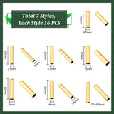 112PCS 7 style Column Brass Aglets, Shoelace End Tips, Golden, 18~22x3.5~5mm, 16pcs/style