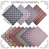 24 Sheets 12 Styles Scrapbook Paper Pad, for DIY Album Scrapbook, Greeting Card, Background Paper, Diary Decorative, Tartan Pattern, Mixed Color, 30.5x30.5cm, 2 sheets/style, 1 set/bag