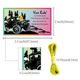 Paper Card, Greeting Card, Thank You Card, with Jute Twine, Rectangle with Duck & Word, Car, Card: 87.5x50mm, 50pcs; Jute Twine: 2mm, 10m