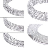 Aluminum Wire, Textured & Flat & Twisted, Silver, 5rolls/set