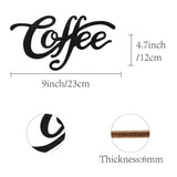 Laser Cut Basswood Wall Sculpture, for Home Decoration Kitchen Supplies, Word Coffee, Black, 120x230x5mm
