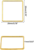 Brass Linking Rings, Square, Platinum & Golden, 20x20x1mm, 160pcs/box