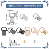 9 Sets 3 Colors Zinc Alloy Bag D-Ring Suspension Clasps, Bag Replacement Accessories, with Screws, Mixed Color, 2.5cm, 3 sets/color