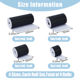 4 Rolls 4 Style Carbon Fiber Waterproof Self Adhesive Car Stickers, Black, 30~100x0.2mm, 1 roll/style