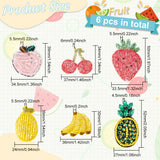 6Pcs 6 Style Fruit Cloth Sew on Patches, Handmade Plastic Beaded Appliques, Badges, for Clothes, Dress, Hat, Jeans, DIY Decorations, Mixed Color, 30~52x24~37x4.5~6mm, 1pc/style