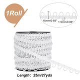 Polyester Braid Trims with Elastic Button Loops, Buttonhole Ribbons for Costume Crafts and Sewing, White, 5/8 inch(15mm), about 27.34 Yards(25m)/Roll