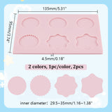 2Pcs 2 Colors Wax Particles Silicone Fixator, Wax Seal Stamp Molds for Retro Seal Stamp Making, Mixed Shapes, Mixed Color, 95x135x4.5mm, Inner Diameter: 29.5~35x29.5~35mm, 1pc/color