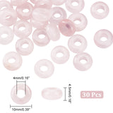 30Pcs Natural Rose Quartz European Beads, Large Hole Beads, Rondelle, 10x4.5mm, Hole: 4mm