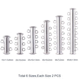Brass Magnetic Slide Lock Clasps, Platinum, 15x11.5x6mm, Hole: 2.5mm, 2pcs, 20x10mm, Hole: 2mm, 2pcs, 25x10mm, 2pcs, 30x10x7mm, Hole: 2mm, 2pcs, 45x8mm, Hole: 1.5mm, 2pcs, 33.5x10.5x6.5mm, Hole: 1.4mm, 2pcs, 5.4x5.3x2cm