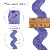 10 Yards Polyester Wavy Fringe Trim Ribbon, Wave Bending Lace Trim, for Clothes Sewing and Art Craft Decoration, Slate Blue, 1-1/2 inch(37mm)