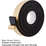 Strong Adhesion EVA Sponge Foam Rubber Tape, Anti-Collision Seal Strip, Black, 35x3mm, 3m/roll