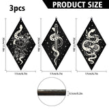 Custom Plywood Pendulum Board, Wall Hanging Ornament, for Witchcraft Wiccan Altar Supplies, Rhombus with Tarot Theme Patterns, Black, 300x170x6mm, 3 styles, 1pc/style, 3pcs/set