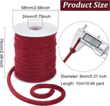 Velvet Cord, with Plastic Spool, FireBrick, 8mm, about 10.94 Yards(10m)/Roll