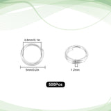 Brass Split Rings, Double Loops Jump Rings, Silver, 5x1.2mm, Inner Diameter: 3.8mm, Single Wire: 0.6mm