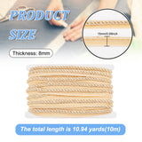 10M Polyester Twisted Lip Cord Trim, Twisted Trim Cord Rope Ribbon for Home Decoration, Upholstery, DIY Handmade Crafts, Light Khaki, 15x8mm, about 10.94 Yards(10m)/Bag